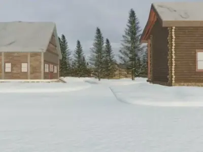 Winter Cabin Village 3D model