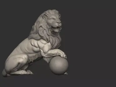 Spanish Parliament Lion Statue 1865 Neoclassical Bronze Lion 3D print model