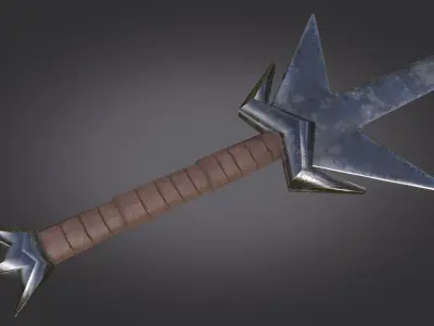 Stylized Medieval Sword melee weapon game ready Low-poly 3D model 3