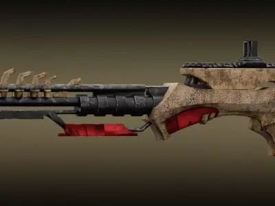 Stylized LowPoly Gameready gun Free low-poly 3D model