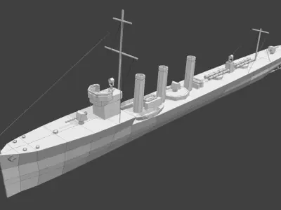 Polygonal Classic Warships Low-poly 3D model