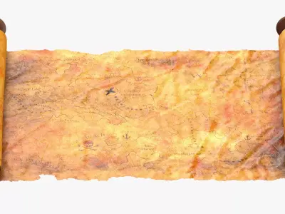 Scroll Open With Pirate Map 02 1 3D model