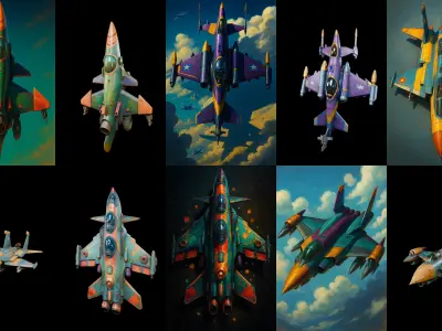 AirCraft bundle 1 pack 100 glb Low-poly 3D model