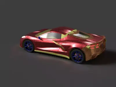 Red Autonomous Car Low-poly 3D model