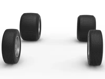 Wheel Set of Dirt Silver Crown Car Scale 1 to 25 3D print model