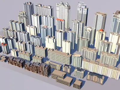 Buildings City building industrial park commercial housing 3D model V7