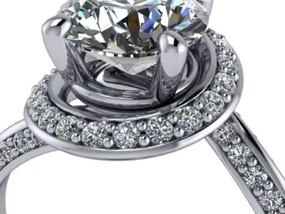 Latest Model Cluster Halo Vintage Deco bridal wedding band rings 3D print model