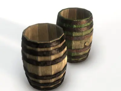 Barrel two wooden barrels Free low-poly 3D model