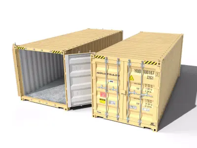 20ft Cargo Container Military Beige Low-poly 3D model