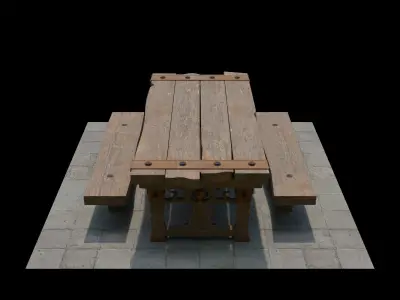Old Wood Table 3D model