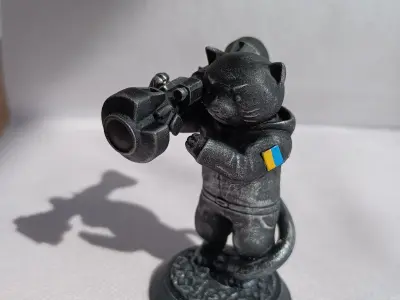 Ukrainian War Cat with NLAW Rocket Launcher ZSU 3D print model