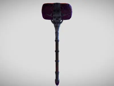 Hammer with handle Low-poly 3D model