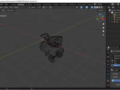Air compressor Free low-poly 3D model