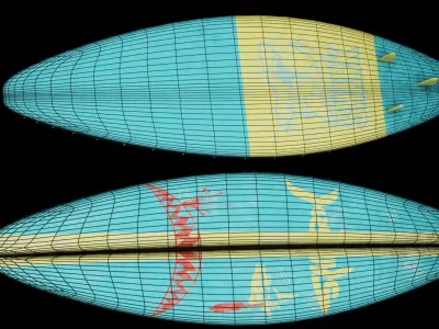 Surfboard pair of ovals Low-poly 3D model