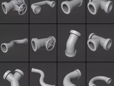Industrial Pipes Pack 3D print model