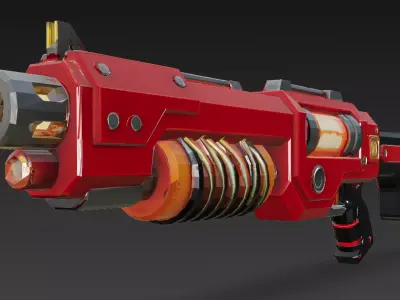 Cartoon Cyber Red Shotgun 3D Model PBR Low-poly 3D model