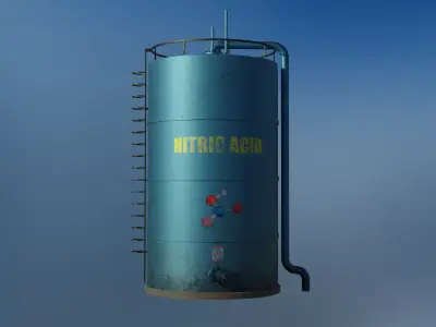 Industrial nitric acid storage tank 3D model