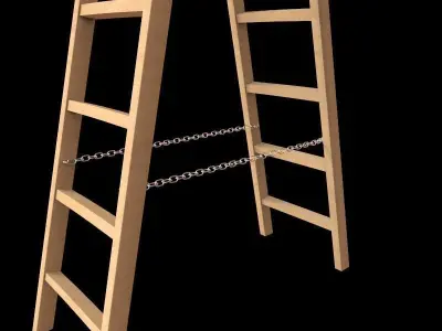 Wooden Stepladder Low-poly 3D model