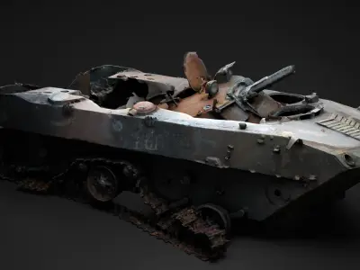 Burnt russian BMD-2 Photoscan Game Ready Low-poly 3D model
