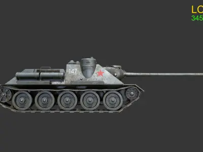 Asset - Army - Tank - Su 100 Low-poly 3D model