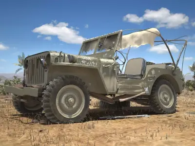 Jeep Willys Damaged 3D model