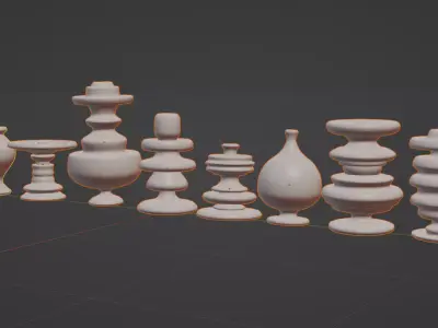 Set of decorative pot base mesh 3D model