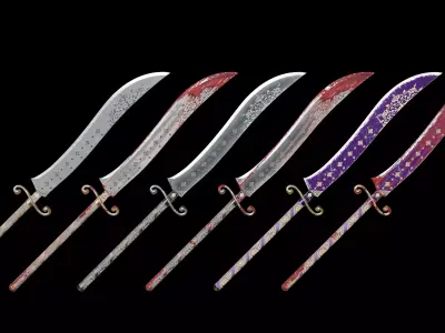 Sword 002  Realistic PBR Medieval Weapon 6 Variations Low-poly 3D model