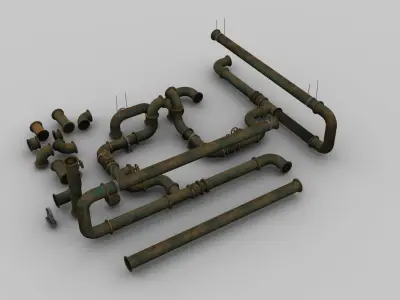 Pipe Set Lowpoly Low-poly 3D model