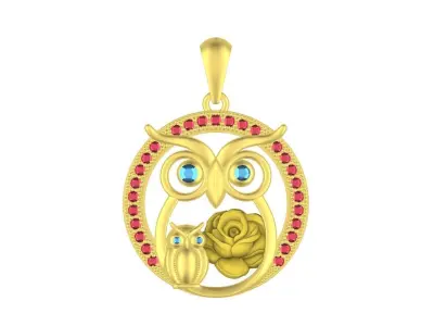 Owl Rose Diamond Pendant Design 3D print model
