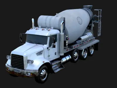 Concrete Mixing Truck 3D Model Realistic Rendered With Textured Low-poly 3D model