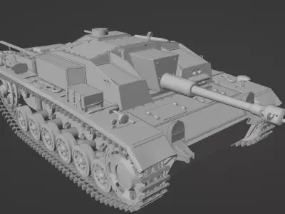 H0 1-87 scale WW2 StuG III Ausf F 3D print model
