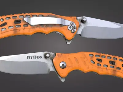 Stylish Orange Folding Pocket Knife Rigged Animated Game Ready Low-poly 3D model