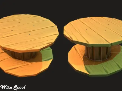 Stylized Wooden Props Low-poly 3D model