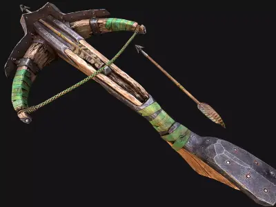 Wooden Crossbow Medieval Bandit Knight Weapon Low-poly 3D model