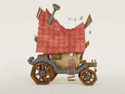 Wooden witch hut low poly 3D model Low-poly 3D model