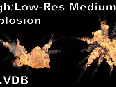 High and Low Resolution Medium Explosion - vdb animated 3D model