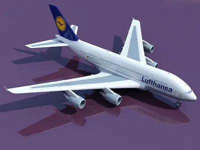 Texture for Lufthansa 3D Model Airbus A380 3D model