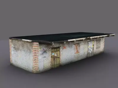 Old warehouse Low-poly 3D model