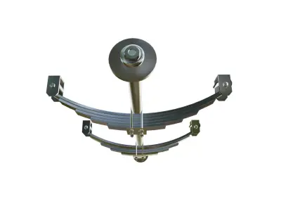 Leaf spring or carriage spring 3d model with axle  Low-poly 3D model