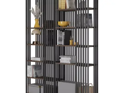 Open Metal Etagere Bookcase Industrial 3D model