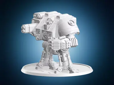 Heavy Combat Mech with Power Fist and Cannon 3D print model