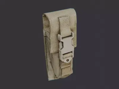 Tan Pistol Mag Pouch MOLLE Low-poly 3D model