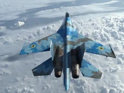 Aicraft Su-27 UA Low-poly 3D model