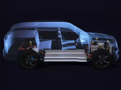Electric AWD Car Suspension X-Ray 3D model