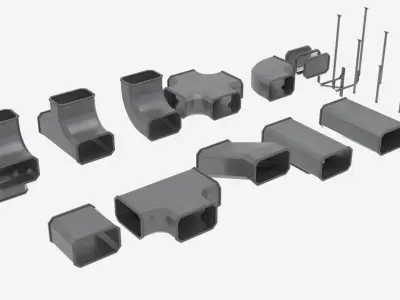 Modular ventilation model Low-poly 3D model