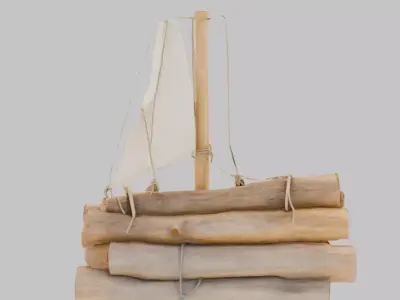 Small Log Raft 3D Model Low-poly 3D model
