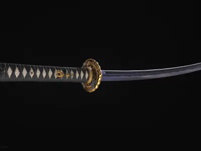 Katana PBR render -  ready for game Low-poly 3D model
