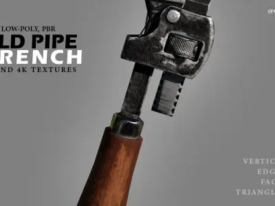 Old Pipe Wrench Low Poly PBR Game-Ready Asset Free low-poly 3D model