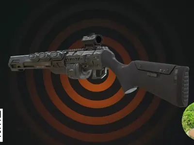 Cyberpunk Heavy Shotgun Black 3D model