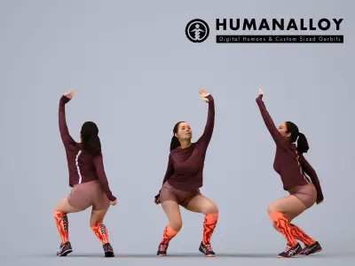 00567Nicole010 - Adult Caucasian woman crouching during 3D model
